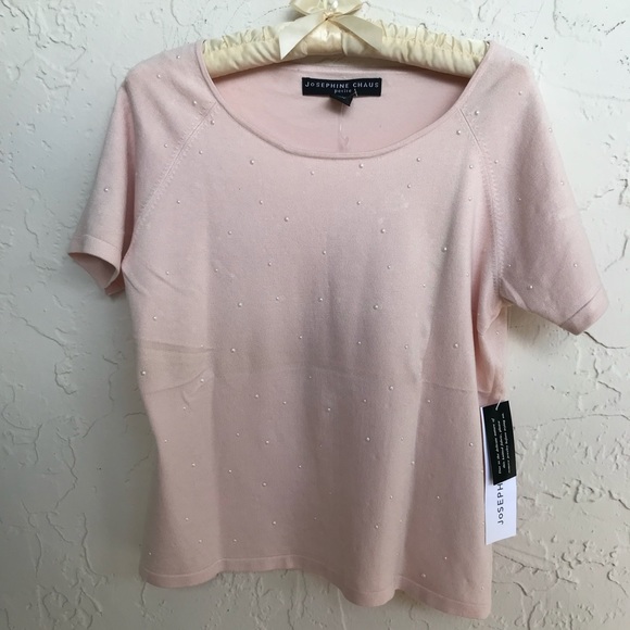 Pretty in Pink Silk Blend Fine Knit Pearly Top - Picture 3 of 6